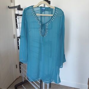 Cover‎ up Tunic Turqouise by SOAKED XL